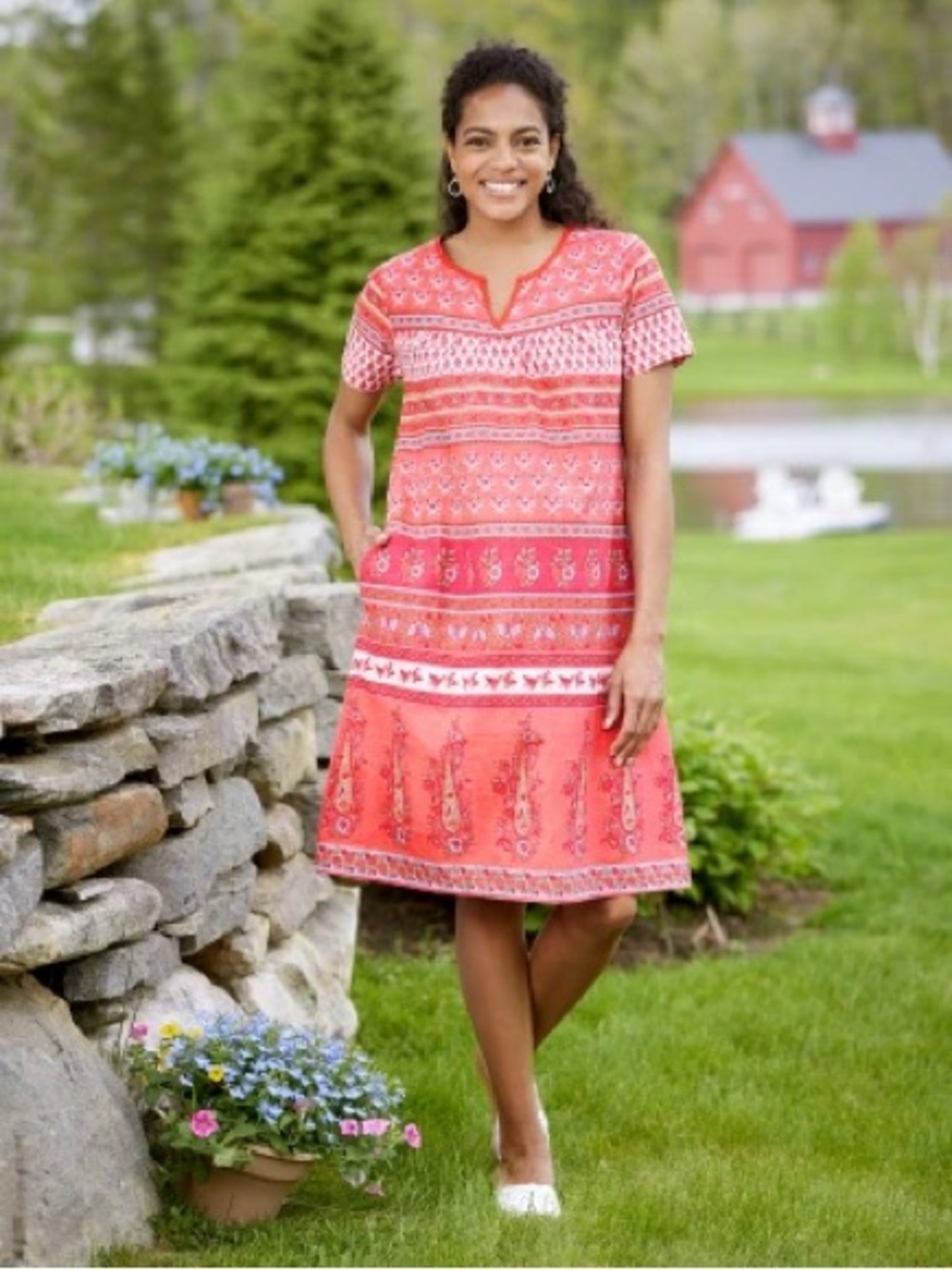 New! La Cera Muumuu Paisley/Floral Peint Dress Bohemia Sz S
